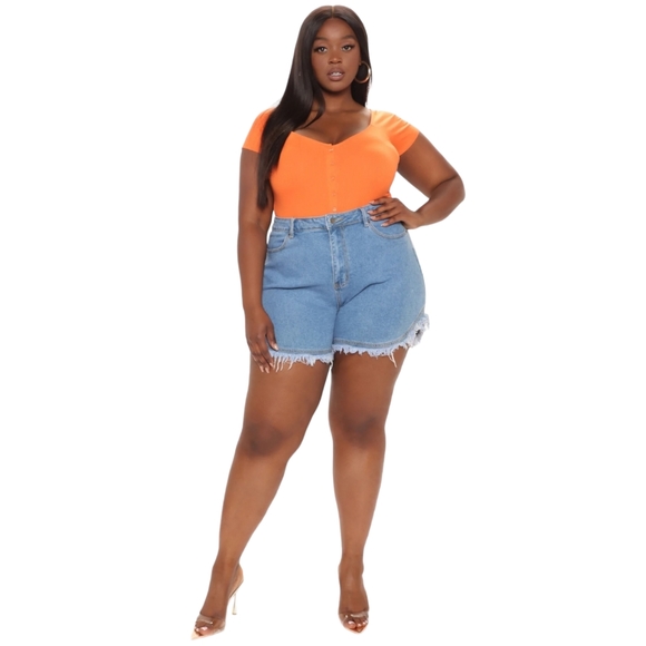 Fashion Nova Orange Short Sleeve Plus Size Bodysuit, Size 3X - Picture 4 of 8